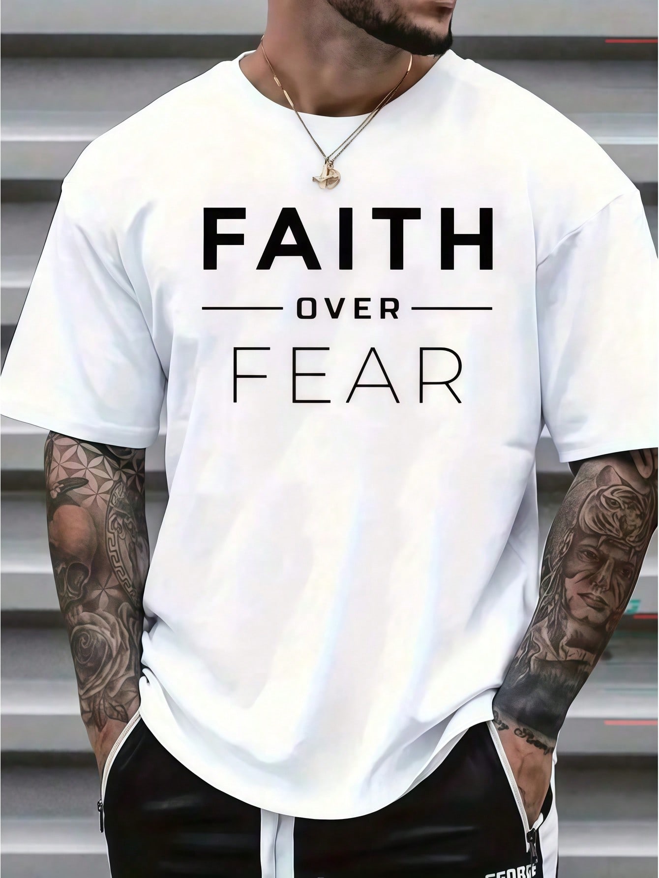 Wash Effect Set - 1 t-shirt blanc pour homme avec