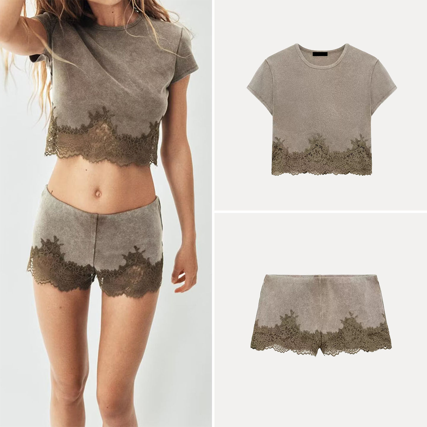 Wash Effect Set - Ensemble haut et short pour femme,